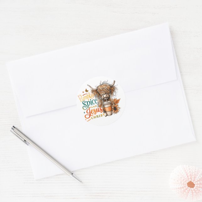 Adesivo Redondo Pumpkin Spice. (Envelope)