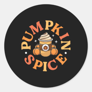Adesivo Redondo Pumpkin Spice Cute Ação de Graças outono Latão