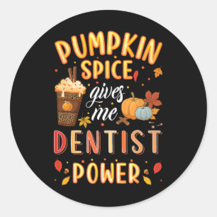 Adesivo Redondo Pumpkin Spice Dentist Power Autumn Fall Season Den