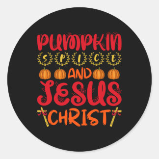 Adesivo Redondo Pumpkin Spice E Jesus Cristo