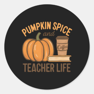 Adesivo Redondo Pumpkin Spice E Professora Professor Professora De