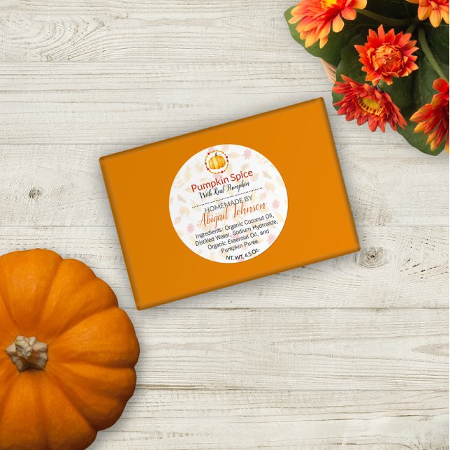 Adesivo Redondo Pumpkin Spice Homemade Bath & Body Label (Criador carregado)