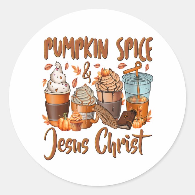 Adesivo Redondo Pumpkin Spice Jesus Cristo (Frente)
