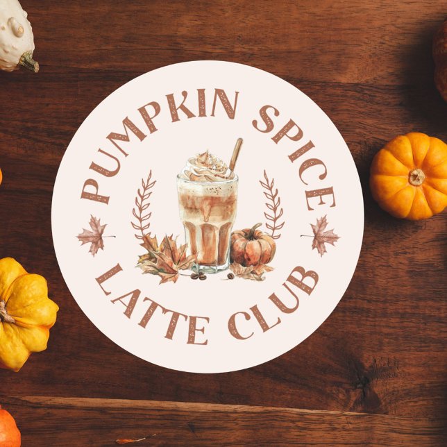 Adesivo Redondo Pumpkin Spice Lats Club outono (Close up)