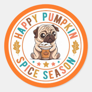Adesivo Redondo Pumpkin Spice Season Pug