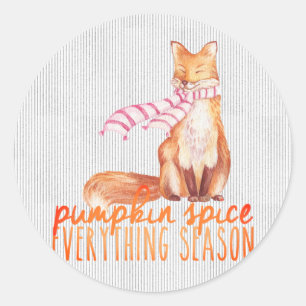 Adesivo Redondo Pumpkin Spice Season Sitting Fox