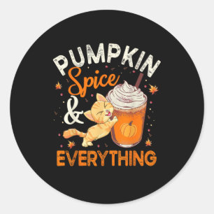 Adesivo Redondo Pumpkin Spice Tudo Camisa Gato Fato De Gato Fora D