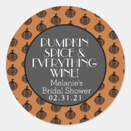 Adesivo Redondo Pumpkin Spice Wine Fall Chá de panela