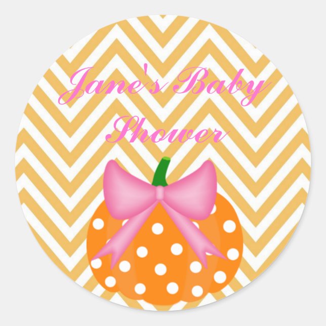 Adesivo Redondo Pumpkin Themed Baby Girl chá Sticker (Frente)