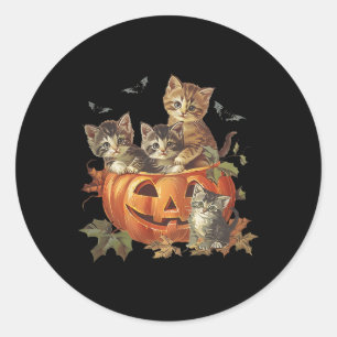 Adesivo Redondo Pumpkin Vintage 90s Cat Retro Halloween