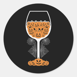 Adesivo Redondo Pumpkin Wine Gl Spider Fácil Halloween