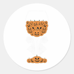 Adesivo Redondo Pumpkin Wine Gl Spider Fácil Halloween