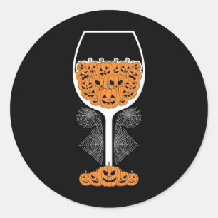 Adesivo Redondo Pumpkin Wine Gl Spider Fácil Halloween