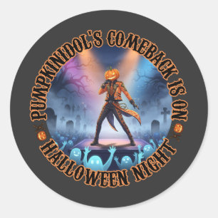 Adesivo Redondo Pumpkinidol Halloween Concert Ghost Fans Spooky
