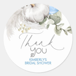 Adesivo Redondo Pumpkins Blue Fall Chá de fraldas Obrigado