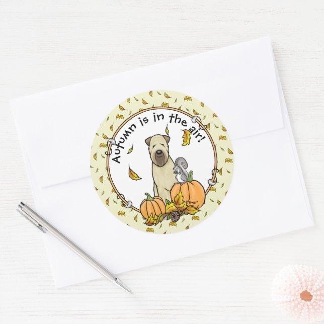 Adesivo Redondo Pumpkins Cute de Queda de Terrier (sem punho 1b2) (Envelope)