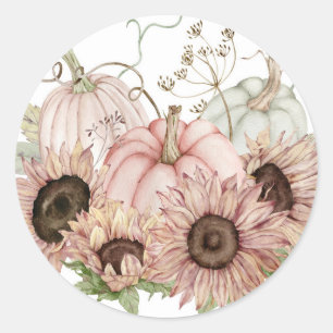 Adesivo Redondo Pumpkins e Sunflower