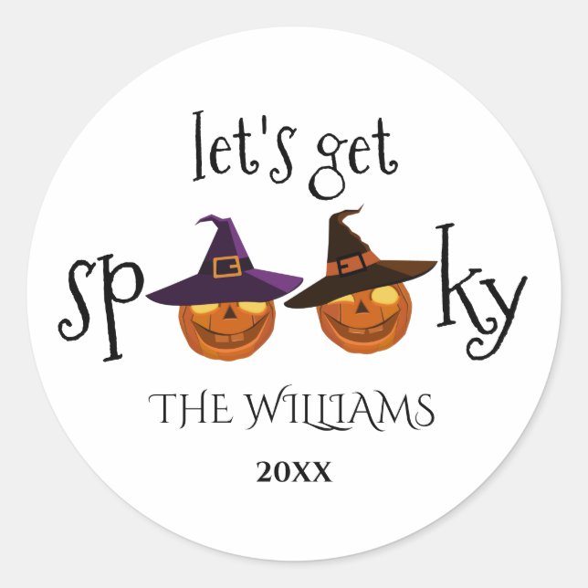 Adesivo Redondo Pumpkins Personalizado Clássico de Halloween Ro (Frente)