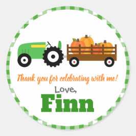 Adesivo Redondo Pumpkins Truck Pumpkin Patch - Trator Verde