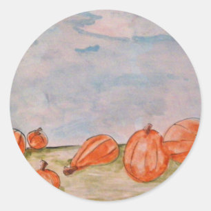 Adesivo Redondo Pumpkins Watercolor Picture