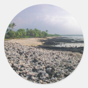 Adesivo Redondo Punalu "Sand Beach Hawaii Big Island"