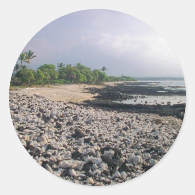 Adesivo Redondo Punalu "Sand Beach Hawaii Big Island" (Frente)