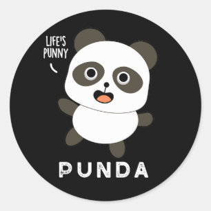 Adesivo Redondo Punda Funny Animal Panda Pun Dark BG