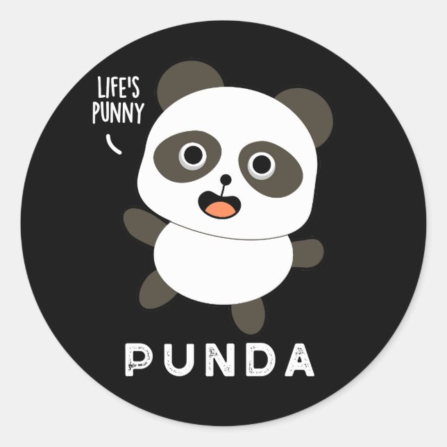 Adesivo Redondo Punda Funny Animal Panda Pun Dark BG (Frente)