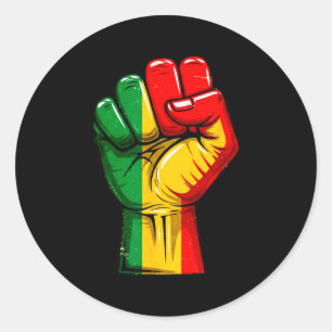 Adesivo Redondo Punho do Poder Negro Bandeira Pan-Africana Erguida
