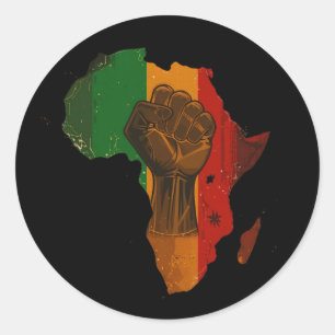 Adesivo Redondo Punho Erguido Pan-Africano e Desenho de Contorno d