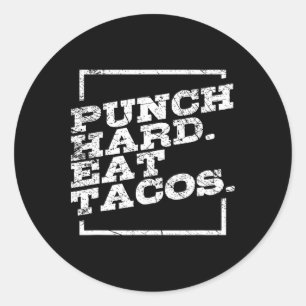 Adesivo Redondo Punho Forte Coma Tacos Kickboxing Feliz Esporte Me