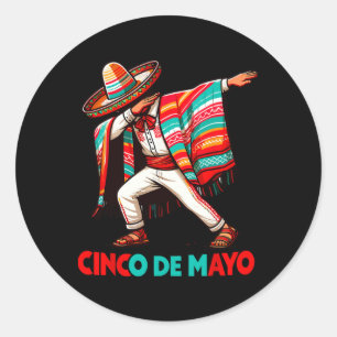 Adesivo Redondo Punho Mexicano Dabbing Poncho Cinco De Mayo Festa 