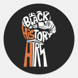 Adesivo Redondo Punho Poderoso Mão Inspirando Líderes Negros Histó