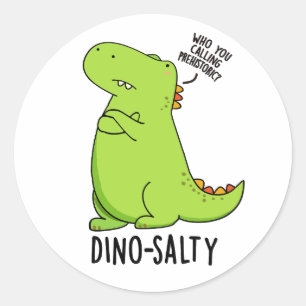 Adesivo Redondo Punição de dinossauro engraçado e salgado
