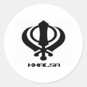 Adesivo Redondo Punjabi Khanda Sikh Khalsa Design Merchandise