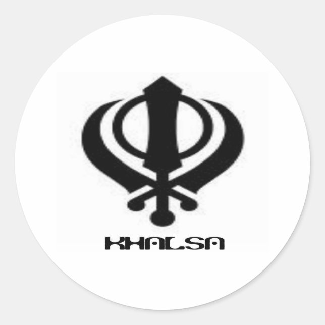 Adesivo Redondo Punjabi Khanda Sikh Khalsa Design Merchandise (Frente)