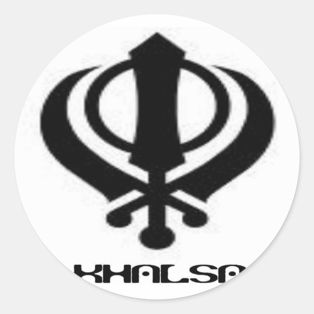 Adesivo Redondo Punjabi Khanda Sikh Khalsa Design Merchandise (Frente)