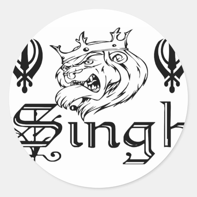 Adesivo Redondo Punjabi Khanda Sikh Khalsa Merchandise (Frente)