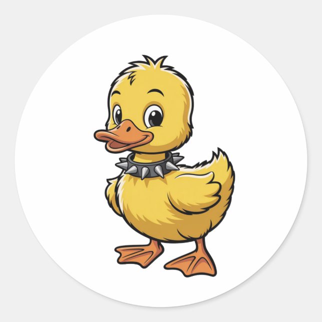 Adesivo Redondo Punk Duckling – Funny Rebel Animal Art (Frente)