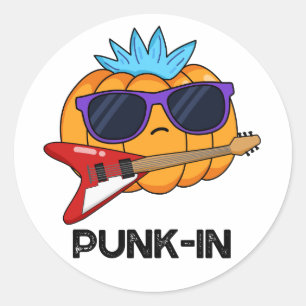 Adesivo Redondo PUnk in Cute Punk Rock Pumpkin Pun