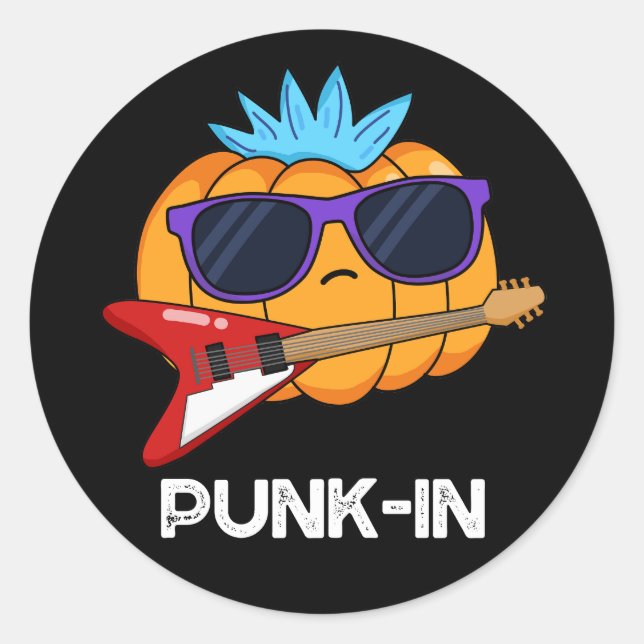 Adesivo Redondo Punk in Funny Punk Rock Pumpkin Dark BG (Frente)