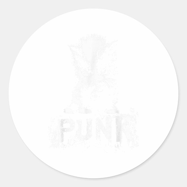 Adesivo Redondo Punk Kitten Cat With Mohawk Nge Gothic Design  (Frente)