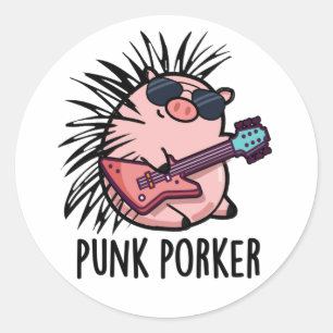 Adesivo Redondo Punk Porker Funny Punk Rocker Pun