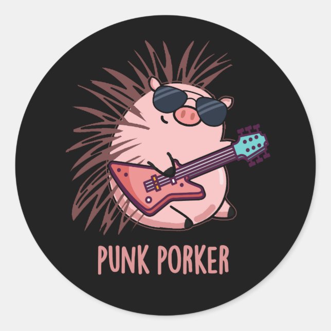 Adesivo Redondo Punk Porker Funny Punk Rocker Pun Pun Dark BG (Frente)