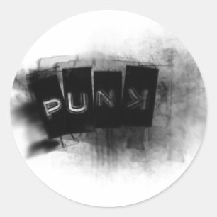 Adesivo Redondo Punk preto e branco