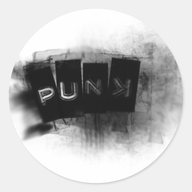 Adesivo Redondo Punk preto e branco (Frente)