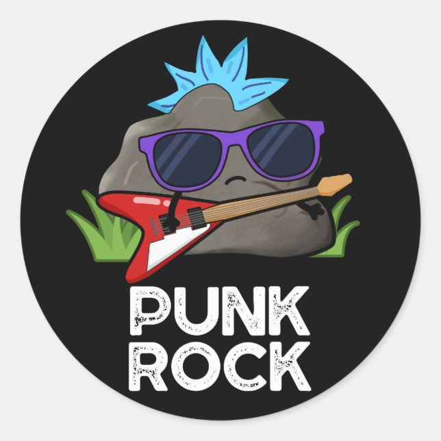 Adesivo Redondo Punk Rock Funny Music Pun Dark BG (Frente)