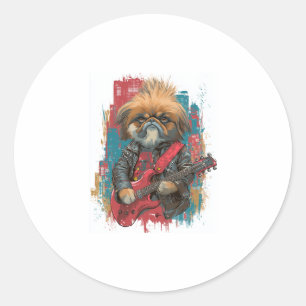 Adesivo Redondo Punk Rock Pekingese � Cão Rebel