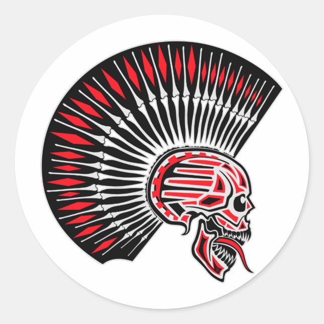 Adesivo Redondo Punk Rocker Skull Tattoo (Frente)