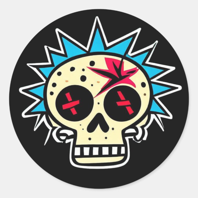 ADESIVO REDONDO 'PUNK SKULL' (Frente)